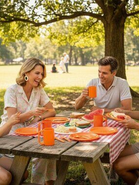 Camping Dishes Snack Set Plastic Tableware 4 Person Setting Picnic 20 Pieces